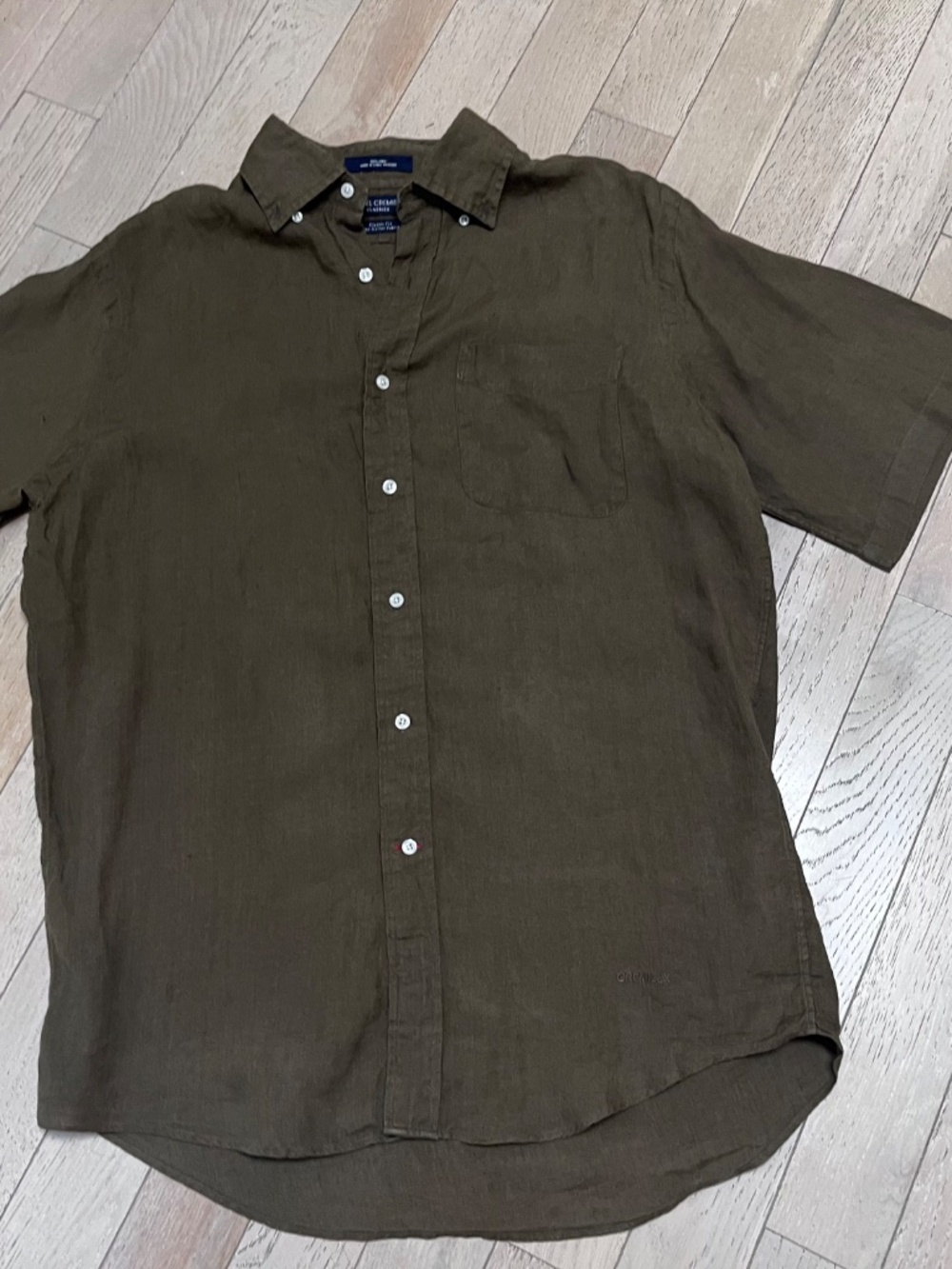 Daniel Cremieux Men's M Olive Green 100% Italian Linen Classic Fit Pocket Shirt